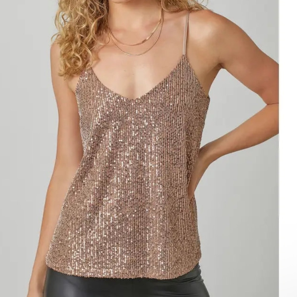 Sequin Spaghetti Strap Tank Top Mystree NWT  Size Small - Picture 12 of 12